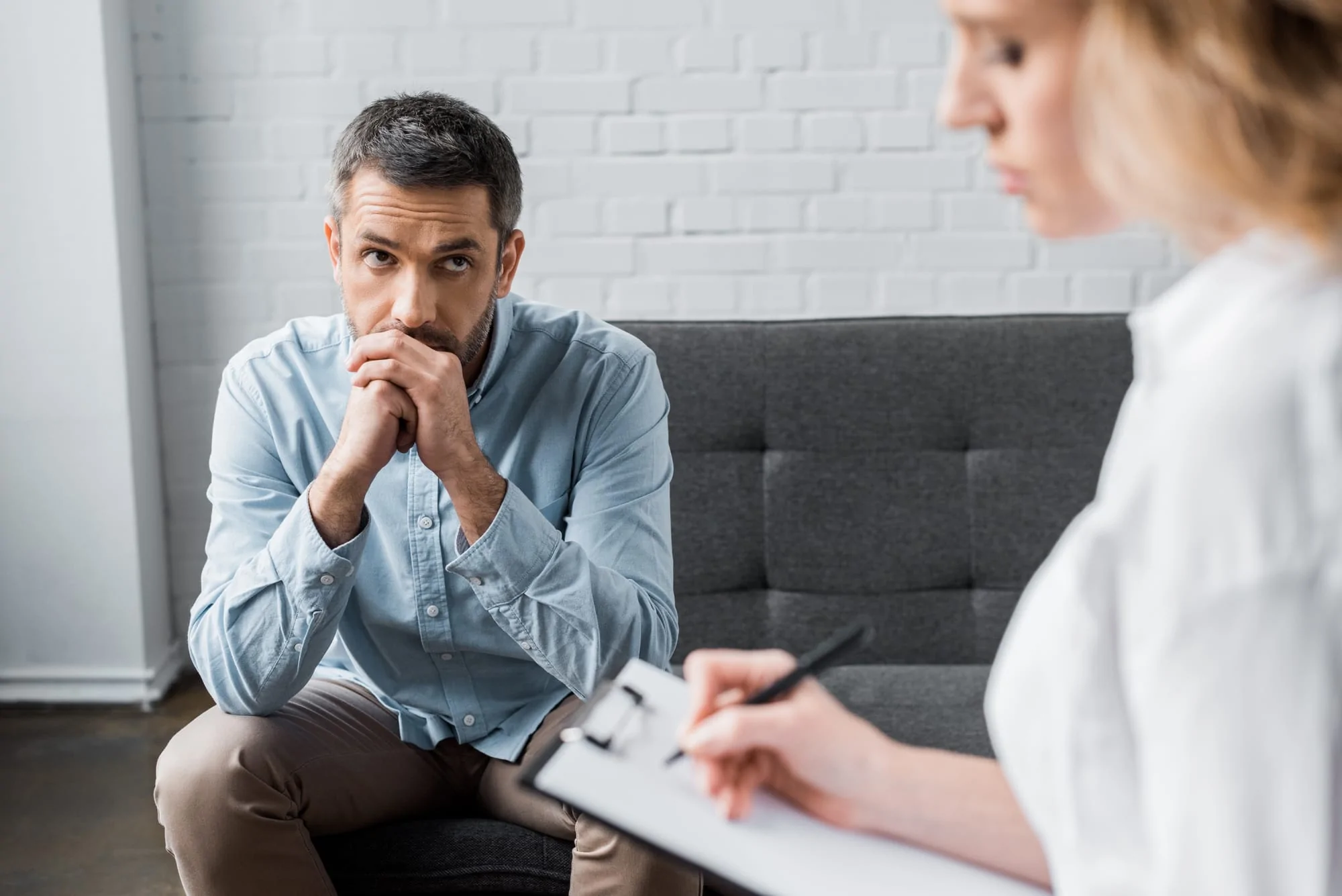 man in drug therapy session