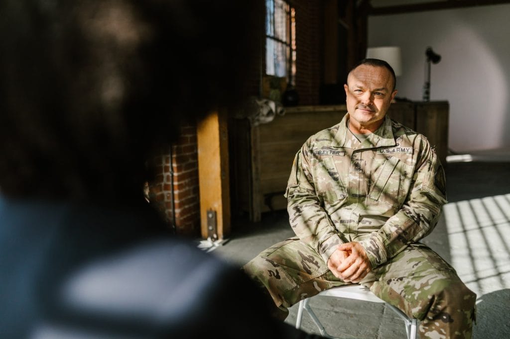 man in military trauma informed care